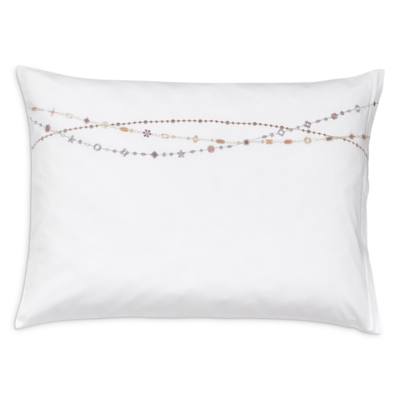 Christian Fischbacher Juwel Embroidered Sateen Standard Pillowcase In Metallic