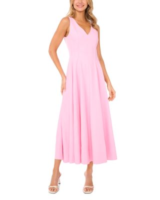 Sleeveless V Neck Pleated Maxi Dress
