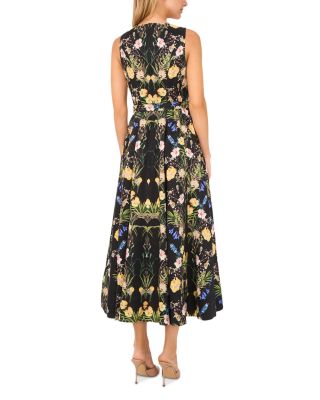 Floral Tie Neck Sleeveless Maxi Dress