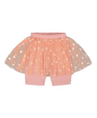 Deux par Deux - Girls' Crinkle Biker Short with Flower Mesh Skirt - Little Kid