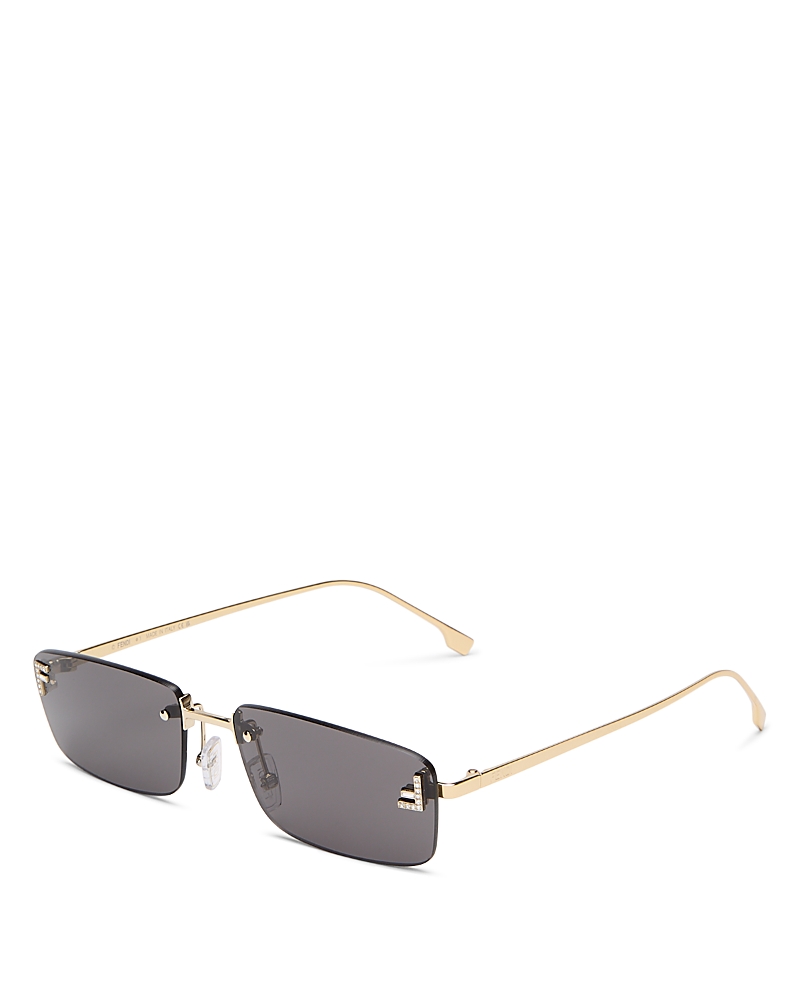 Fendi First Crystal Rectangle Sunglasses, 54mm In Gold/smoke