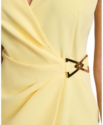 TILLY Sleeveless Faux Wrap Dress in Techno Crepe