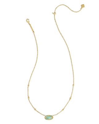 Elisa Lattice Framed Mother Of Pearl Pendant Necklace in 14K Gold Plated, 19" 