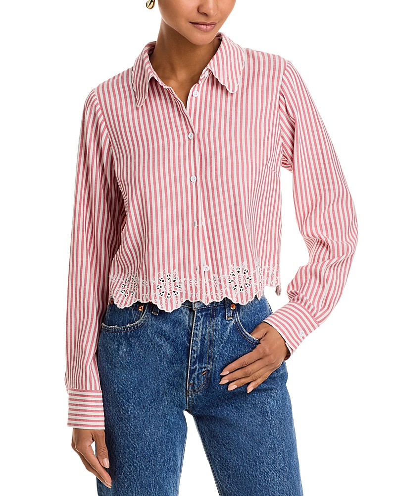 Aqua Eyelet Stripe Poplin Button Down Shirt - Exclusive