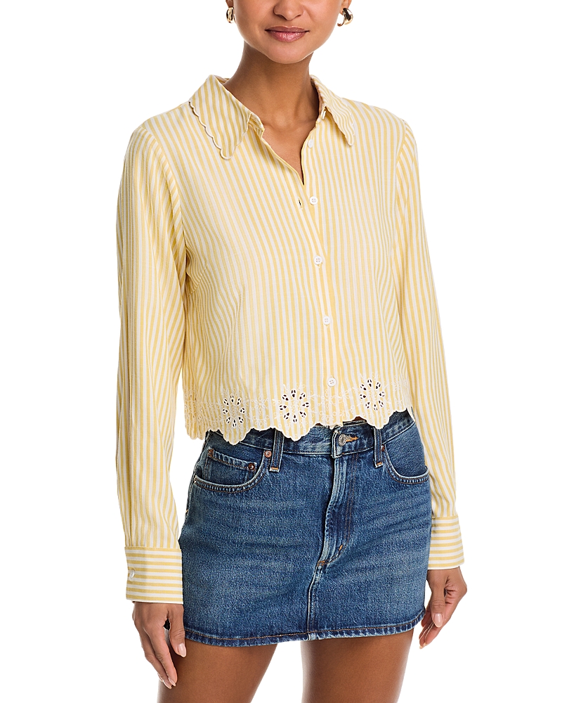 Aqua Eyelet Stripe Poplin Button Down Shirt - Exclusive