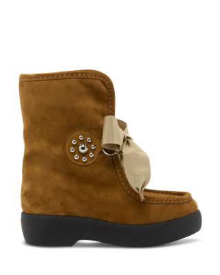 Women's Lace Up Suede Bow Boots