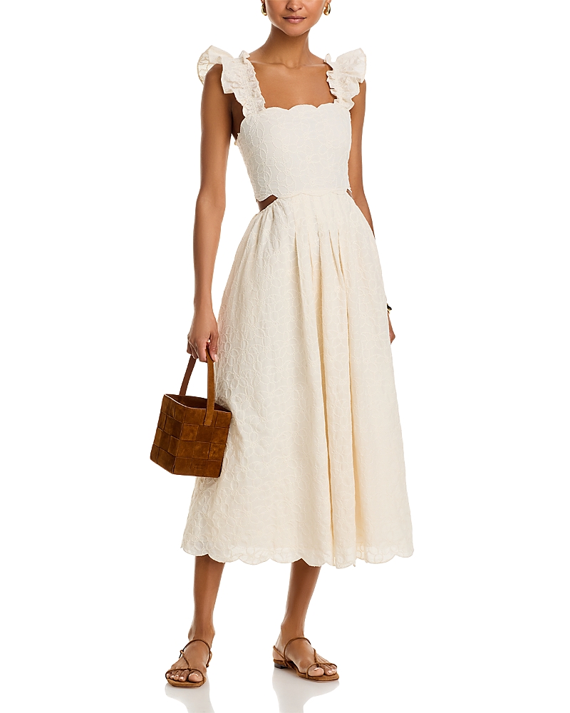 Shop Aqua Embroidered Scallop Trim Dress - Exclusive