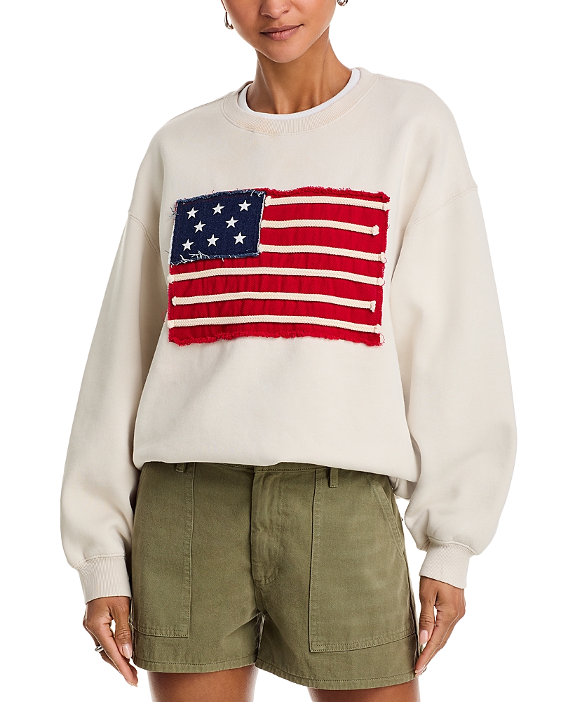 Vintage Havana Ivory Surf Fleece Flag Applique Sweatshirt