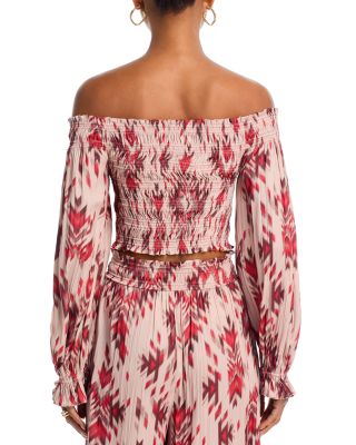 Graciela Printed Off The Shoulder Smocked Top & Lyra Printed Smocked Waist Pants