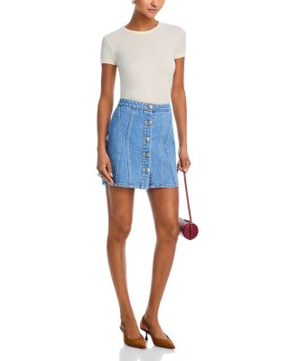 Phia Seamed Button Mini Skirt