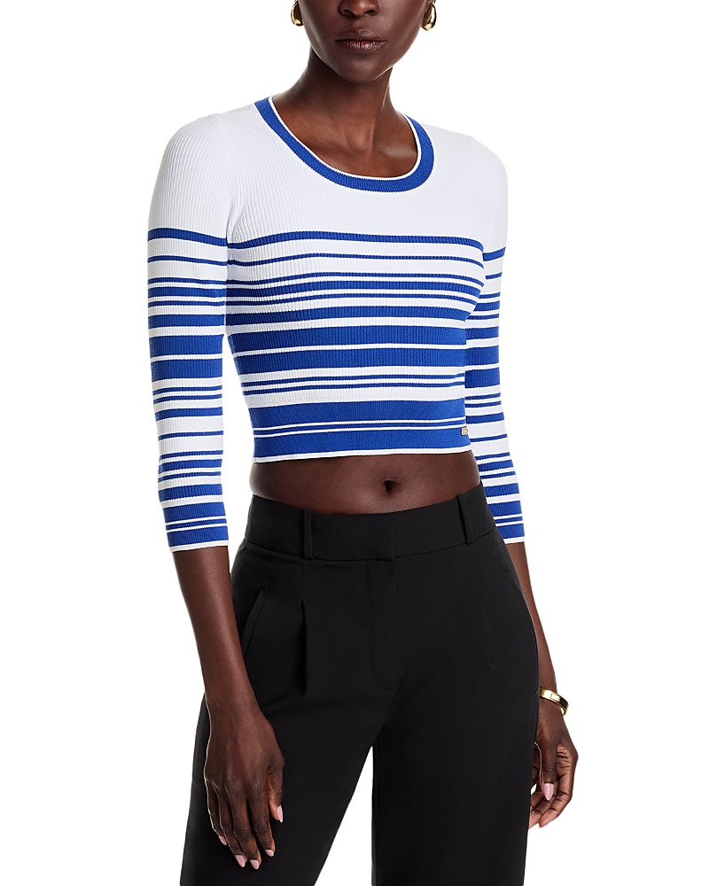 L Agence Yukio Stripe Crewneck Crop Top