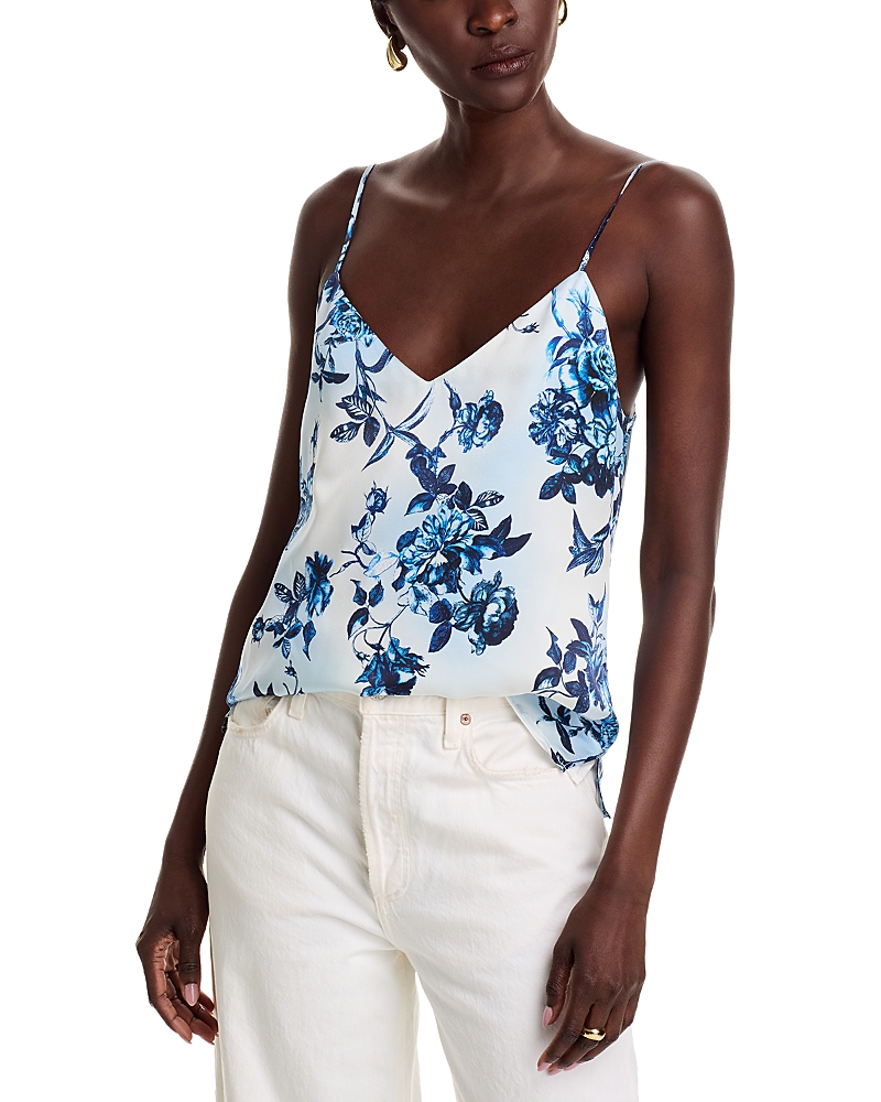 L Agence Painterly Floral Jane Spaghetti-strap Top