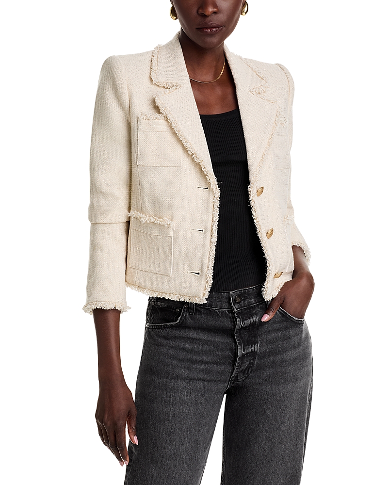 L Agence L'agence Sylvia Fringe Trim Tweed Jacket