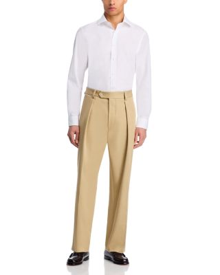x David Beckham Cinch Waist Trousers in Open Beige