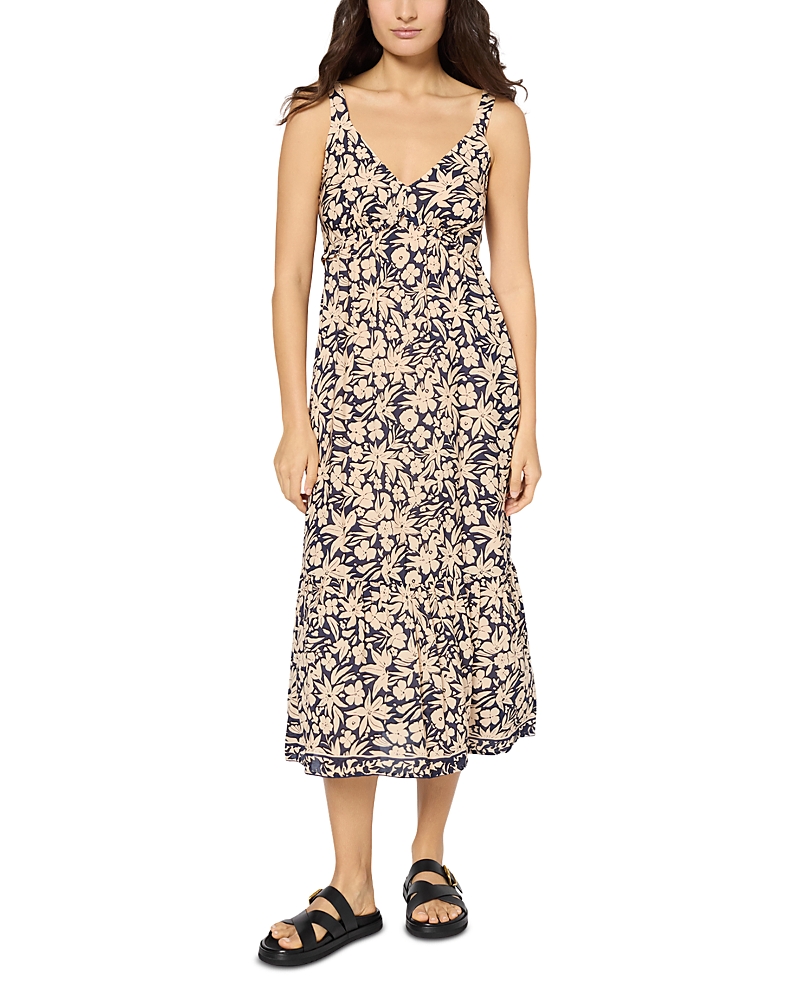 Gerard Darel Pioline Floral V Neck Midi Dress