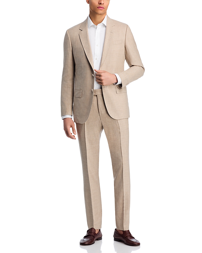 Hugo Boss Slub-textured Two-button Blazer In Neutral