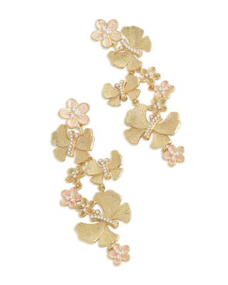 Pavé Butterfly & Flowers Linear Drop Earrings   