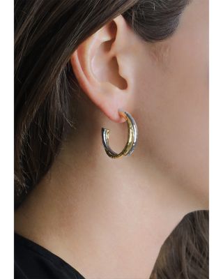 Farrier 18K Yellow Gold Plated & Sterling Silver Hoop Earrings, 1" diameter