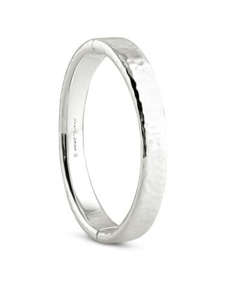 Farrier 18K Yellow Gold Plated or Sterling Silver Wide Hinged Bangle Bracelet