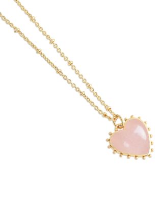 Heart Stone 18K Yellow Gold Plated Stone Necklace, 19"L