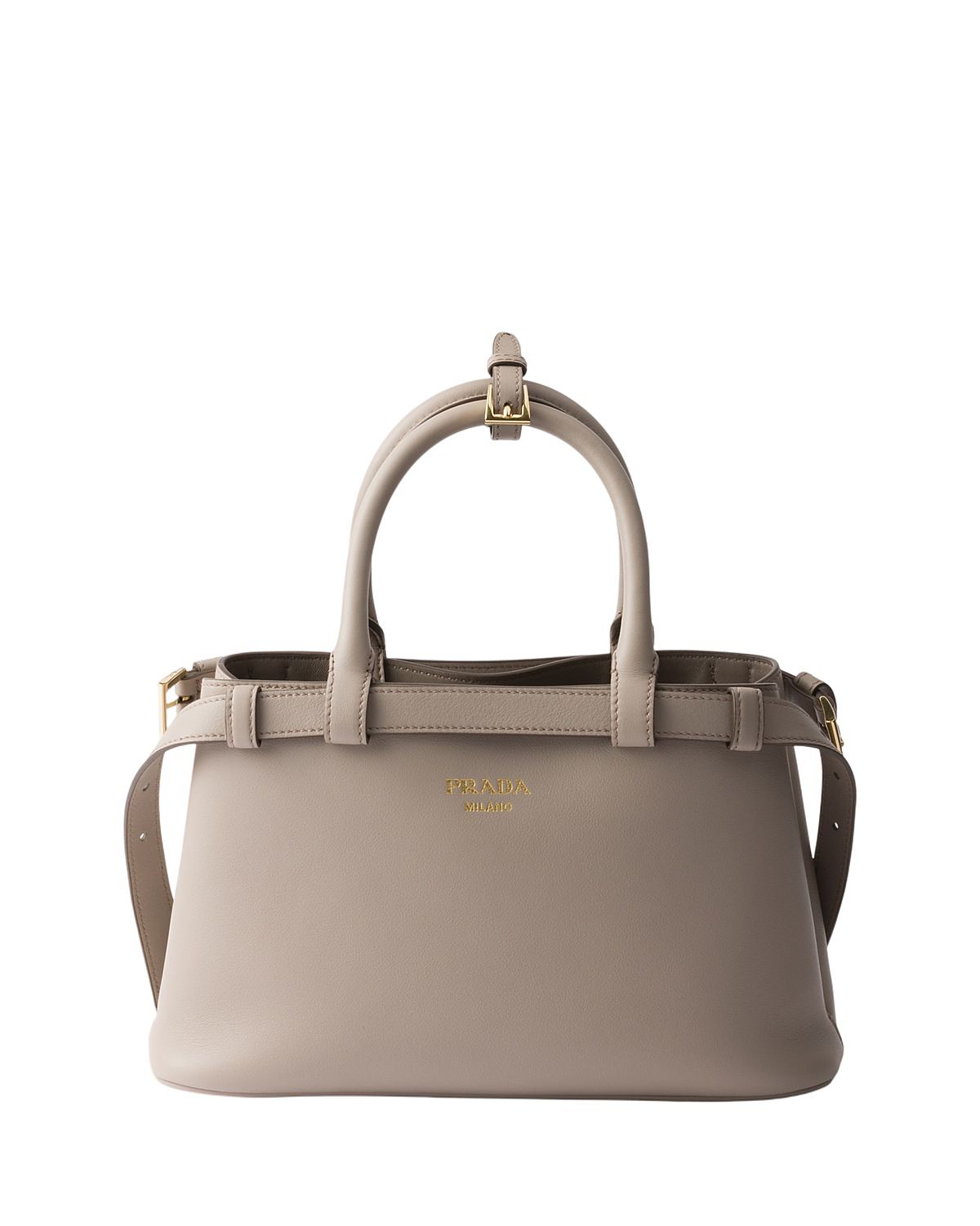 Prada Buckle Small Leather Handbag with Double Belt