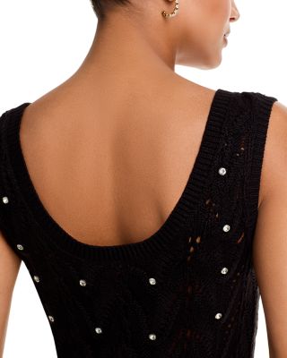 Vincent Rhinestone Pointelle Knit Dress