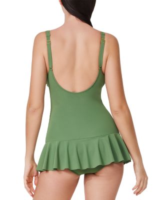 Beyond Time D Cup V Neck One Piece Swim Dress