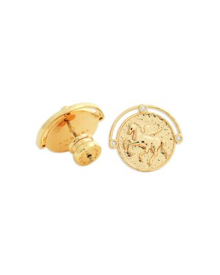 Pav&eacute; Pegasus Coin Stud Earrings