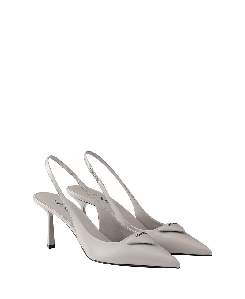 Prada Pointed High-heeled Sandals In Granite Grey