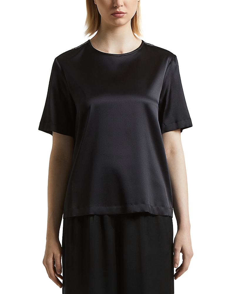 Shop Peserico Silk Blend Short Sleeve Blouse