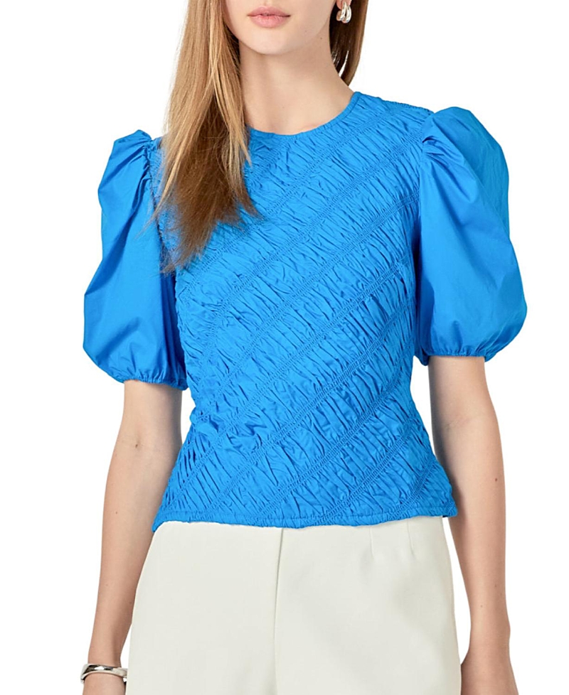English Factory Women's Asymmetrical Smocked Top