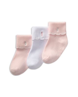 Girls' Scalloped Edge Turn Cuff Socks, Pack of 3 - Baby
