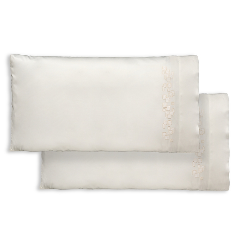 Dea Luxury Linens Matera Embroidered Standard Pillowcase, Pair