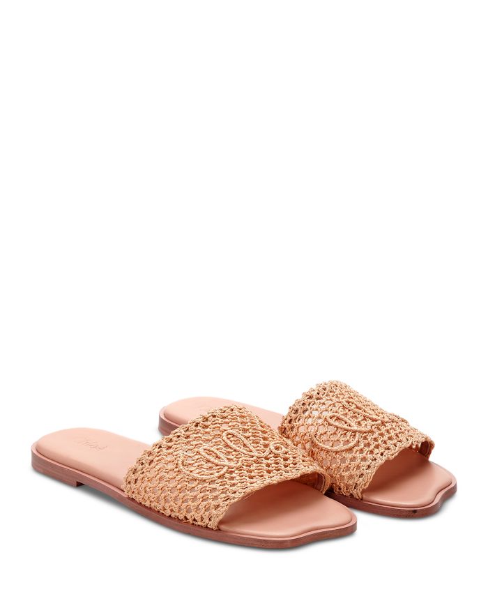 Women's Flower Raffia Slide Sandals