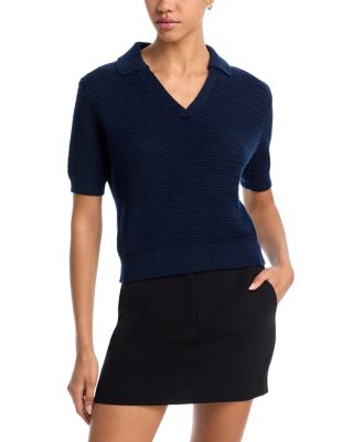 FRENCH CONNECTION - V Neck Collar Short Sleeve Sweater