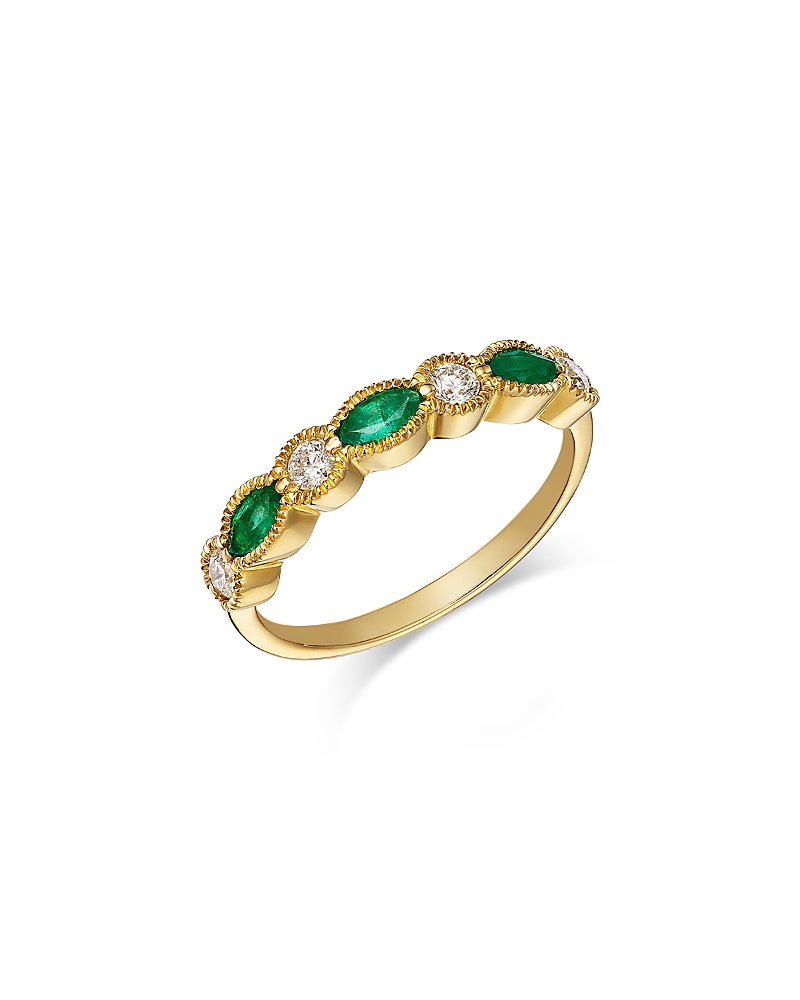Bloomingdale's Fine Collection Emerald & Diamond Band In 14k Yellow Gold In Gold
