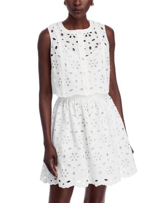 MILLY - Nicolette Sleeveless Floral Eyelet Dress
