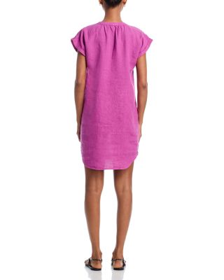 Linen Cap Sleeve Henley Mini Dress