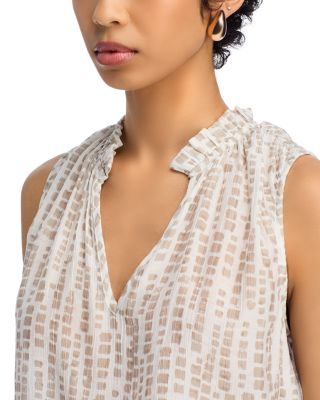 Ruffle Neck Printed Tank Top