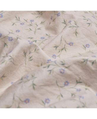 Spring Sprig Printed Cotton Flat Sheet, Queen