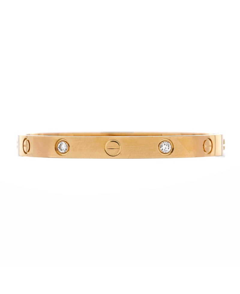 Pre-owned Pre-owned Cartier Cartier Love 4 Diamond Bracelet 18k Gold With Diamonds