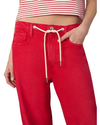 The Ryan High Rise Drawcord Jeans in Cherry Red
