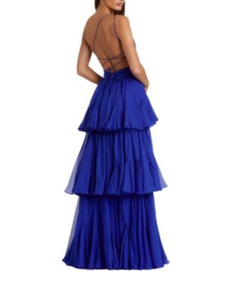 One Shoulder Tiered Chiffon Gown