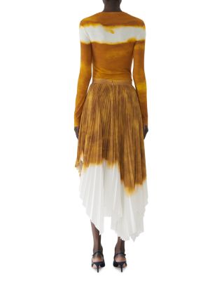 Painted Stripe Pleated Asymmetrical Skirt