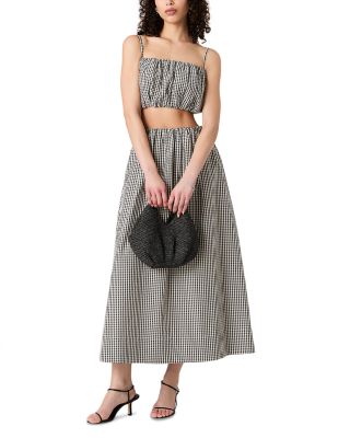 Gingham Crop Top & Gingham Ruched Waist Midi Skirt