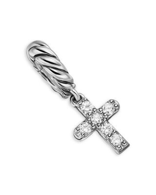 David Yurman - Micro Pav&eacute; Cross Amulet in Sterling Silver with Diamonds, 8mm