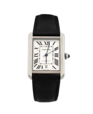 Pre-Owned Cartier - Tank Solo Automatic Watch in Stainless Steel and Leather 31mm