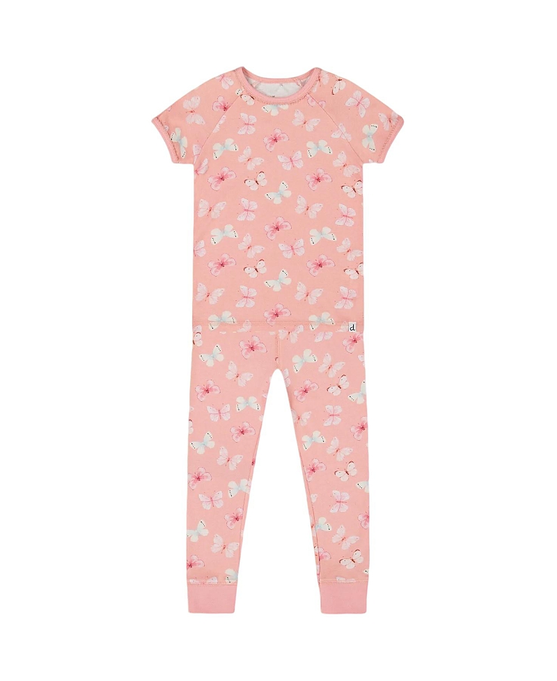 Deux par Girls' Organic Cotton Short Sleeve Top and Pant Pajama Set