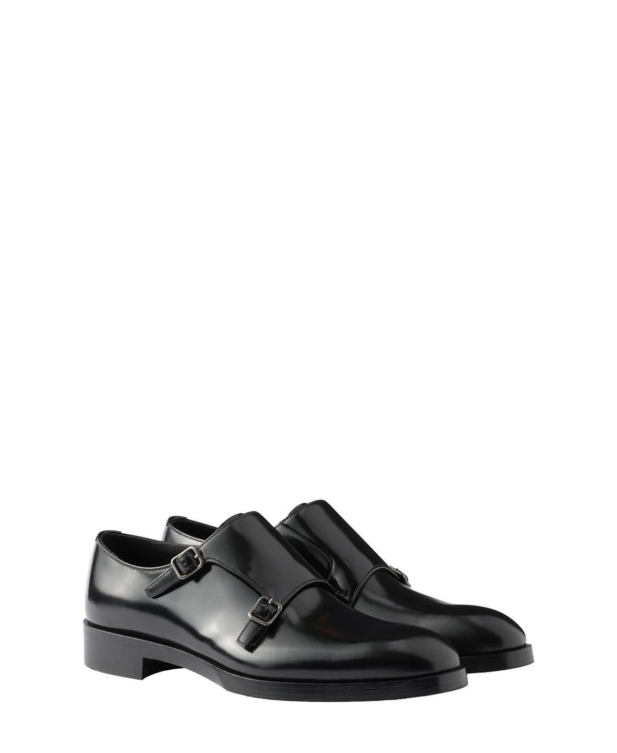 Prada Men's Brushed Leather Double Monk Strap Shoes