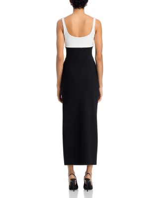 Color Blocked Square Neck Midi Dress